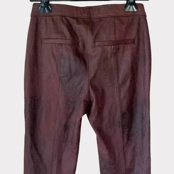 Free People Vegan Suede Pull on Leggings Skinny Pants in Burgundy Size 26 - Picture 8 of 9